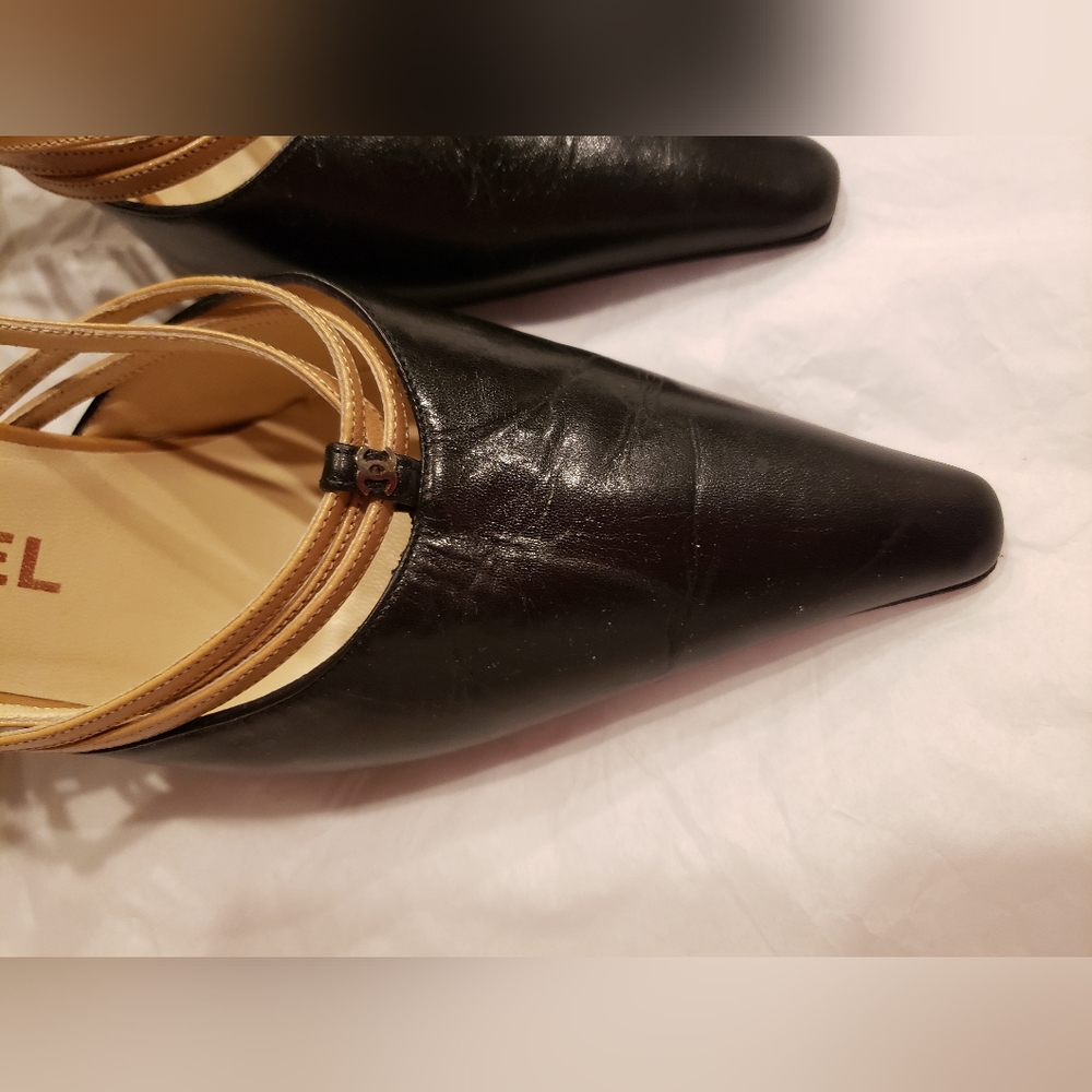 USED Chanel Shoes with Curved high Heels. Size 6.5 - Picture 10 of 13